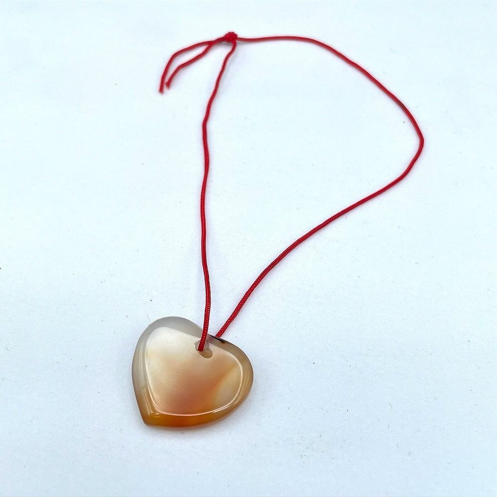 Vintage‎ Natural Carnelian Agate Heart Pendant Bracelets Healing Stone Jewelry
